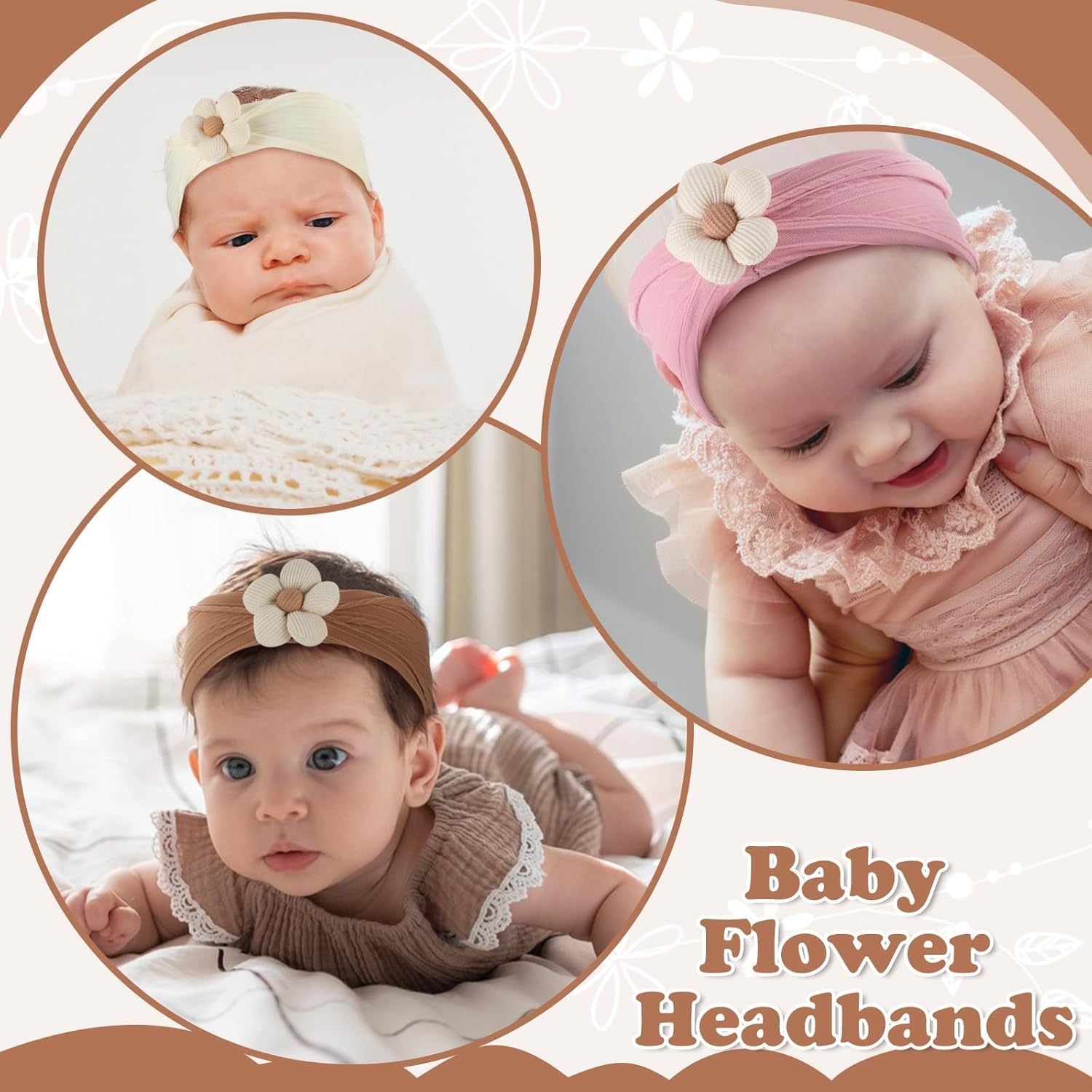Baby Flower Headbands – Soft Nylon, Newborn to Toddler - Image 3
