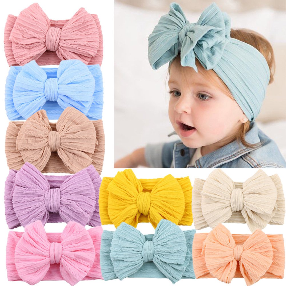 Handmade Baby Headbands with Bows – Soft Stretchy Nylon