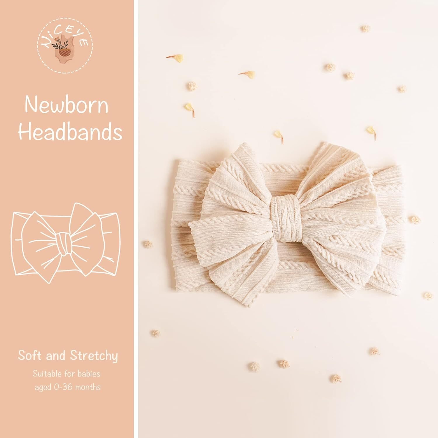 Handmade Baby Headbands with Bows – Soft Stretchy Nylon - Image 2