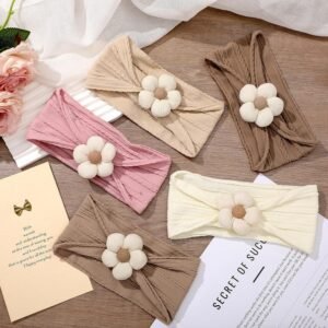 Baby Flower Headbands – Soft Nylon, Newborn to Toddler