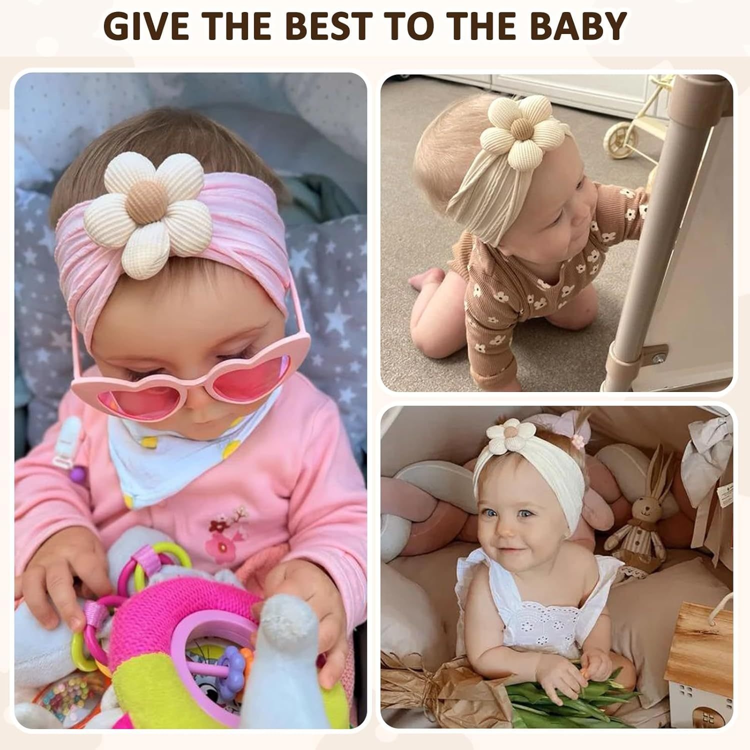 Baby Flower Headbands – Soft Nylon, Newborn to Toddler - Image 4
