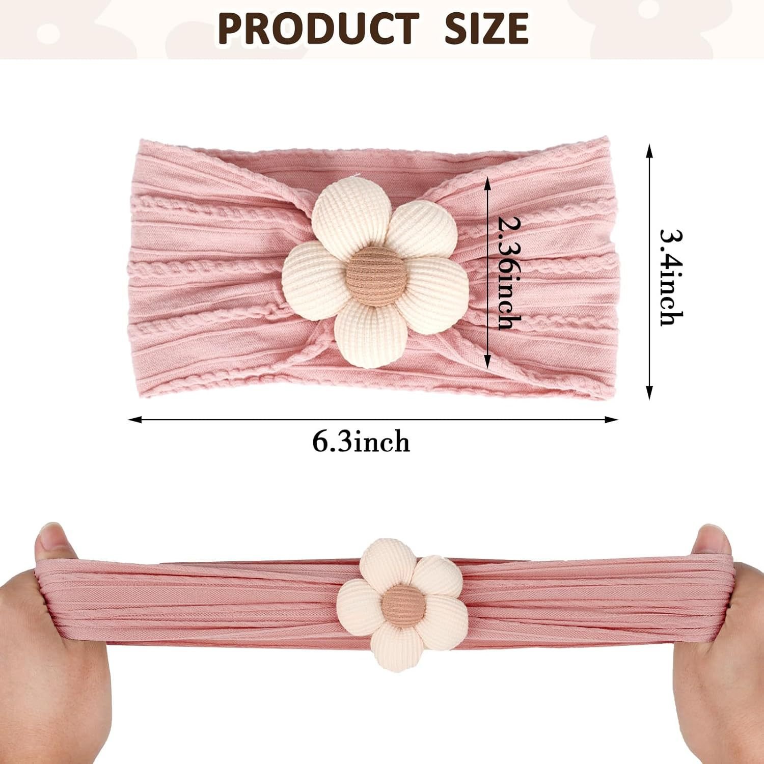 Baby Flower Headbands – Soft Nylon, Newborn to Toddler - Image 2
